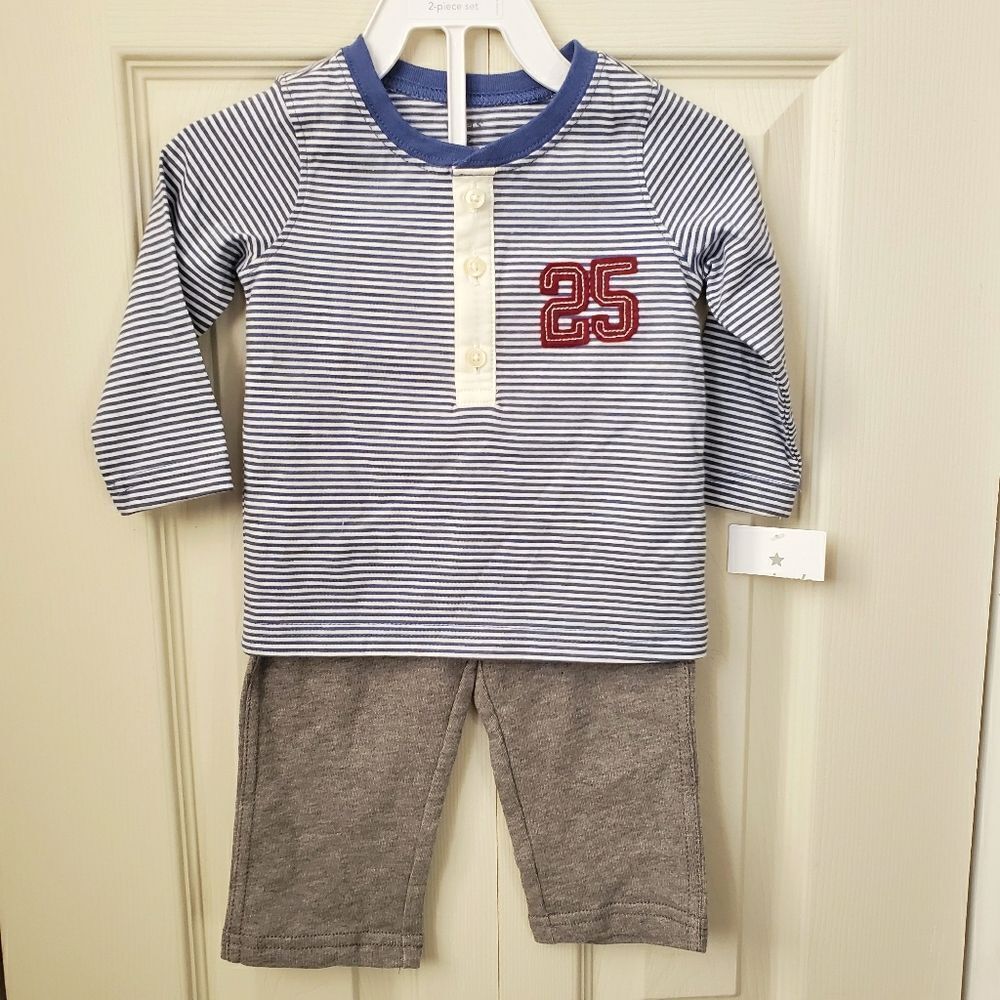 Baby boy long sleeves Tshirt matching set 12M